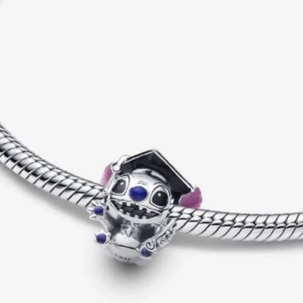 NWOT Stitch Graduation Silver Pandora FIT Charm